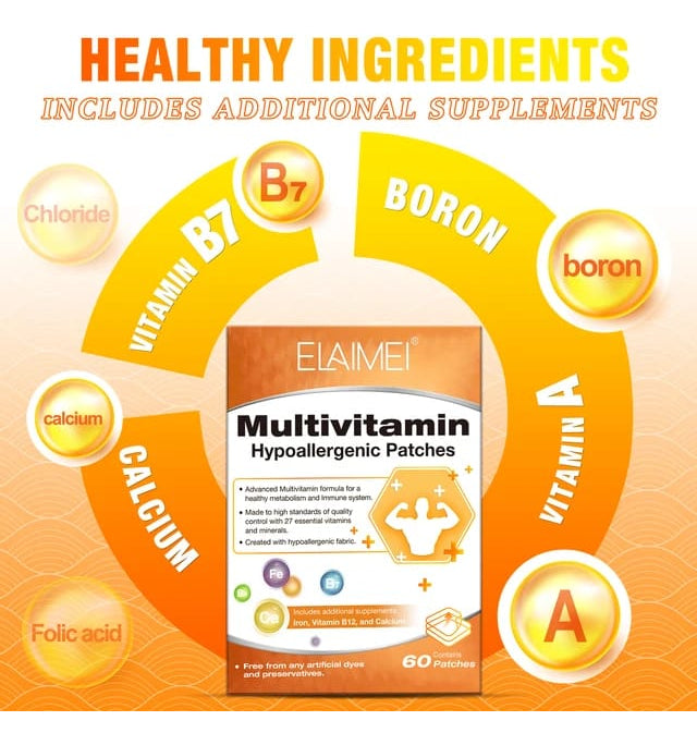 60 Parches con Vitaminas + Minerales Esenciales | Energía Diaria + Salud General | Apoyo Nutricional + Fácil de Usar