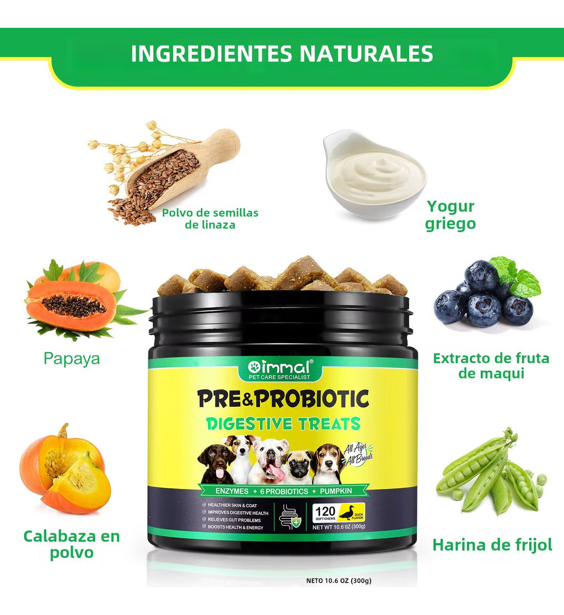 Premios Saludables para Perros | Mejora la Digestión + Refuerza el Sistema Inmunológico | Snack Nutritivo Natural | 120 pzs