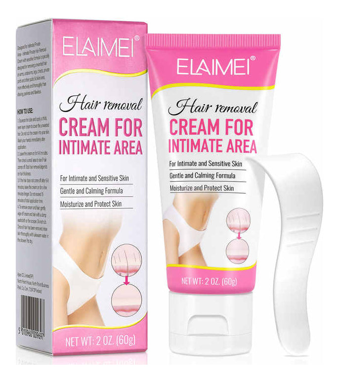 Crema Depiladora Suave con la Piel | Elimina Vello en Zonas Íntimas + Sin Dolor | Hidratación + Cuidado Delicado