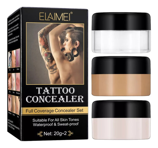 Crema Correctora de Tatuajes Elaimei | Cobertura Completa + Resistente al Agua y Sudor | Ideal para Todo Tipo de Pie
