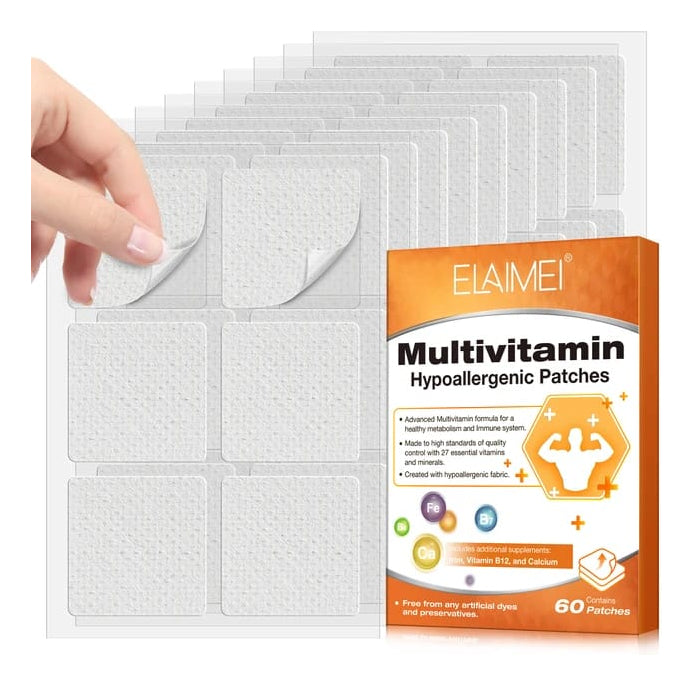 60 Parches con Vitaminas + Minerales Esenciales | Energía Diaria + Salud General | Apoyo Nutricional + Fácil de Usar