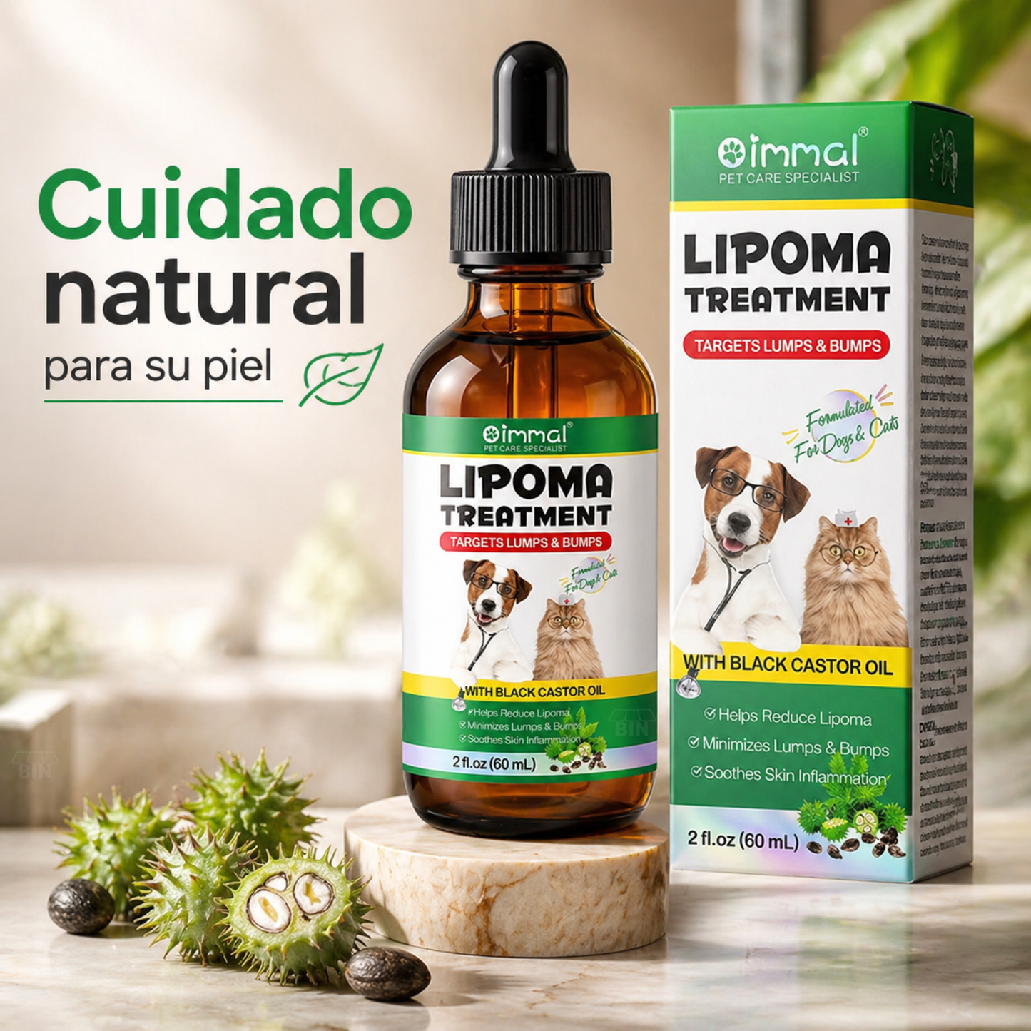 Aceite Natural para Mascotas con Ricino y Linaza