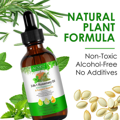 Aceite 3 En 1 Romero Menta Calabaza y Batana  Crecimiento Hidratación NARANJA