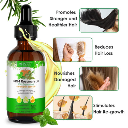 Aceite 3 En 1 Romero Menta Calabaza y Batana  Crecimiento Hidratación NARANJA