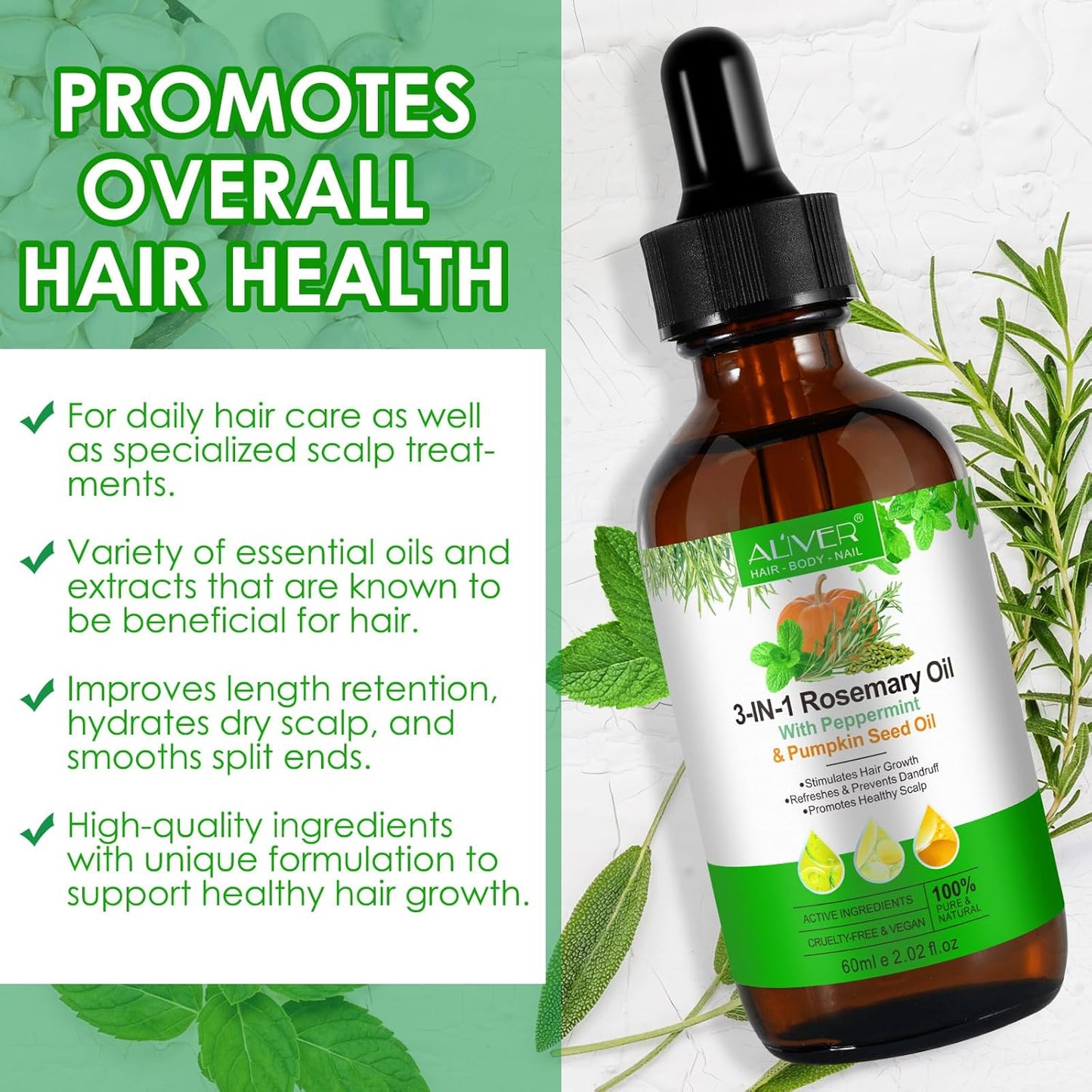 Aceite 3 En 1 Romero Menta Calabaza y Batana  Crecimiento Hidratación NARANJA