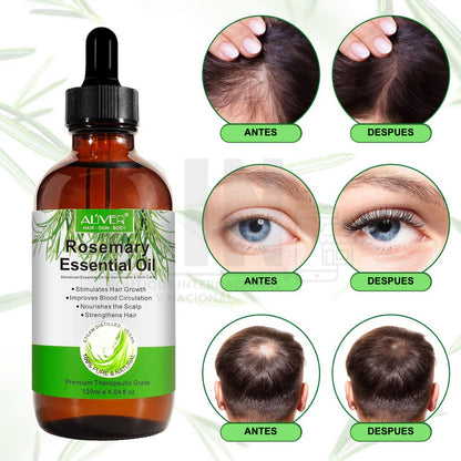Aceite de Romero Natural | Crecimiento de Cabello + Barba | Fortalece Raíces + Estimula Folículos | Nutrición y Cuidado Profundo |120ml