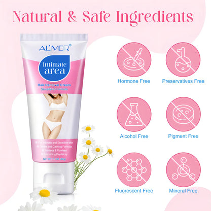 Aliver Crema Depilatoria Para Zonas Íntimas | Eliminación Suave Del Vello | Piel Normal
