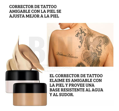 Corrector de Alta Cobertura | Oculta Manchas + Disimula Tatuajes + Acabado Natural + Fórmula Impermeable + Larga Duración