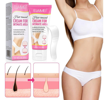 Crema Depiladora Suave con la Piel | Elimina Vello en Zonas Íntimas + Sin Dolor + Hidratante + Fórmula Segura + Fácil Aplicación
