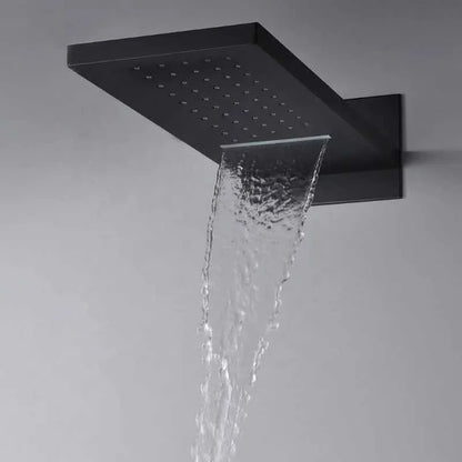 Kit de Regadera Empotrable Negro Mate Tipo Lluvia | Sistema de Ducha para Baño de Acero Inoxidable