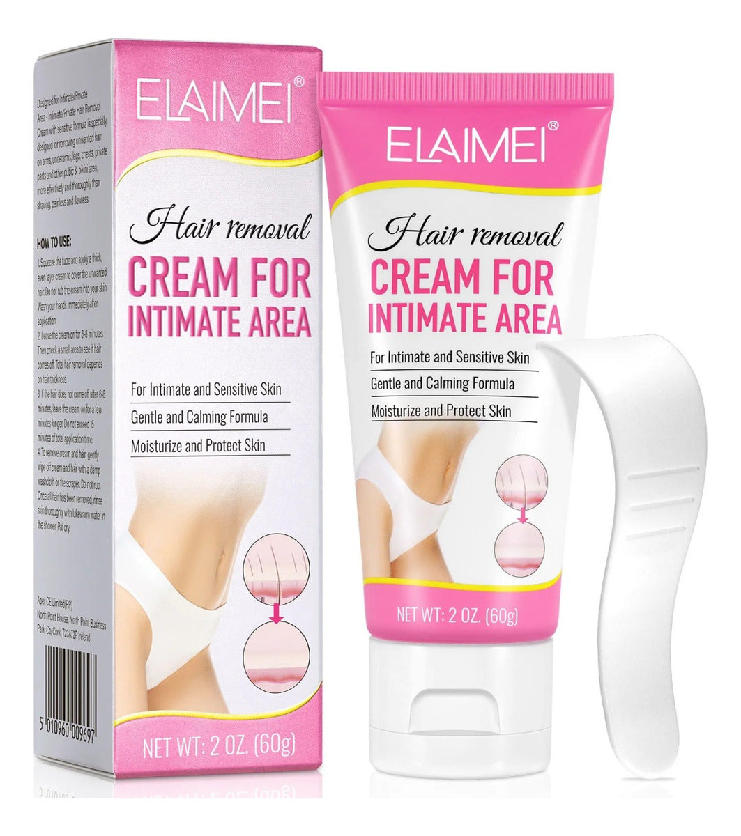 Crema Depiladora Suave con la Piel | Elimina Vello en Zonas Íntimas + Sin Dolor + Hidratante + Fórmula Segura + Fácil Aplicación