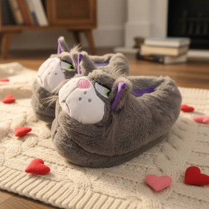 Pantuflas De Peluche Gato Lucifer Suaves Y Divertidas Unisex