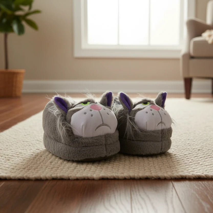 Pantuflas De Peluche Gato Lucifer Suaves Y Divertidas Unisex