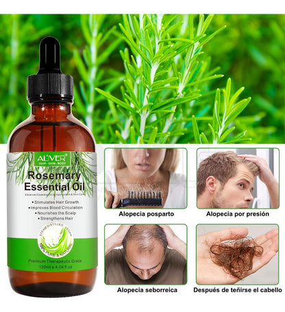 Aceite de Romero Natural | Crecimiento de Cabello + Barba | Fortalece Raíces + Estimula Folículos | Nutrición y Cuidado Profundo |120ml