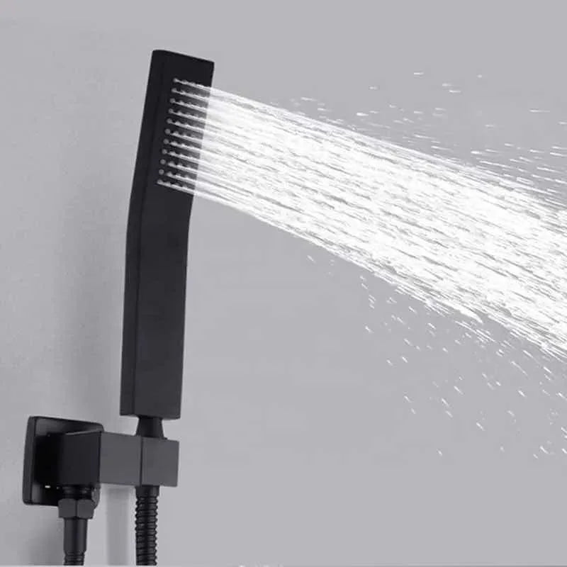 Kit de Regadera Empotrable Negro Mate Tipo Lluvia | Sistema de Ducha para Baño de Acero Inoxidable