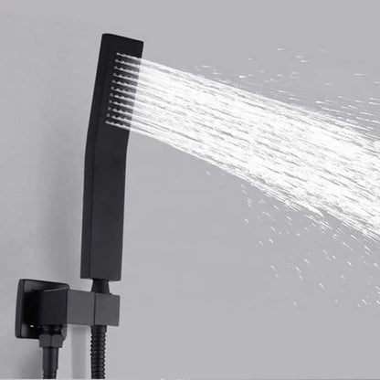 Kit de Regadera Empotrable Negro Mate Tipo Lluvia | Sistema de Ducha para Baño de Acero Inoxidable