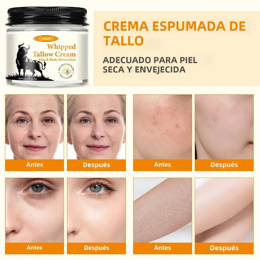 Crema Whipped Tallow Facial Corporal Humectante Hidratante