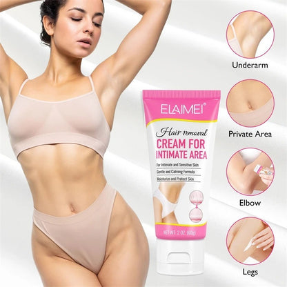 Crema Depiladora Suave con la Piel | Elimina Vello en Zonas Íntimas + Sin Dolor + Hidratante + Fórmula Segura + Fácil Aplicación