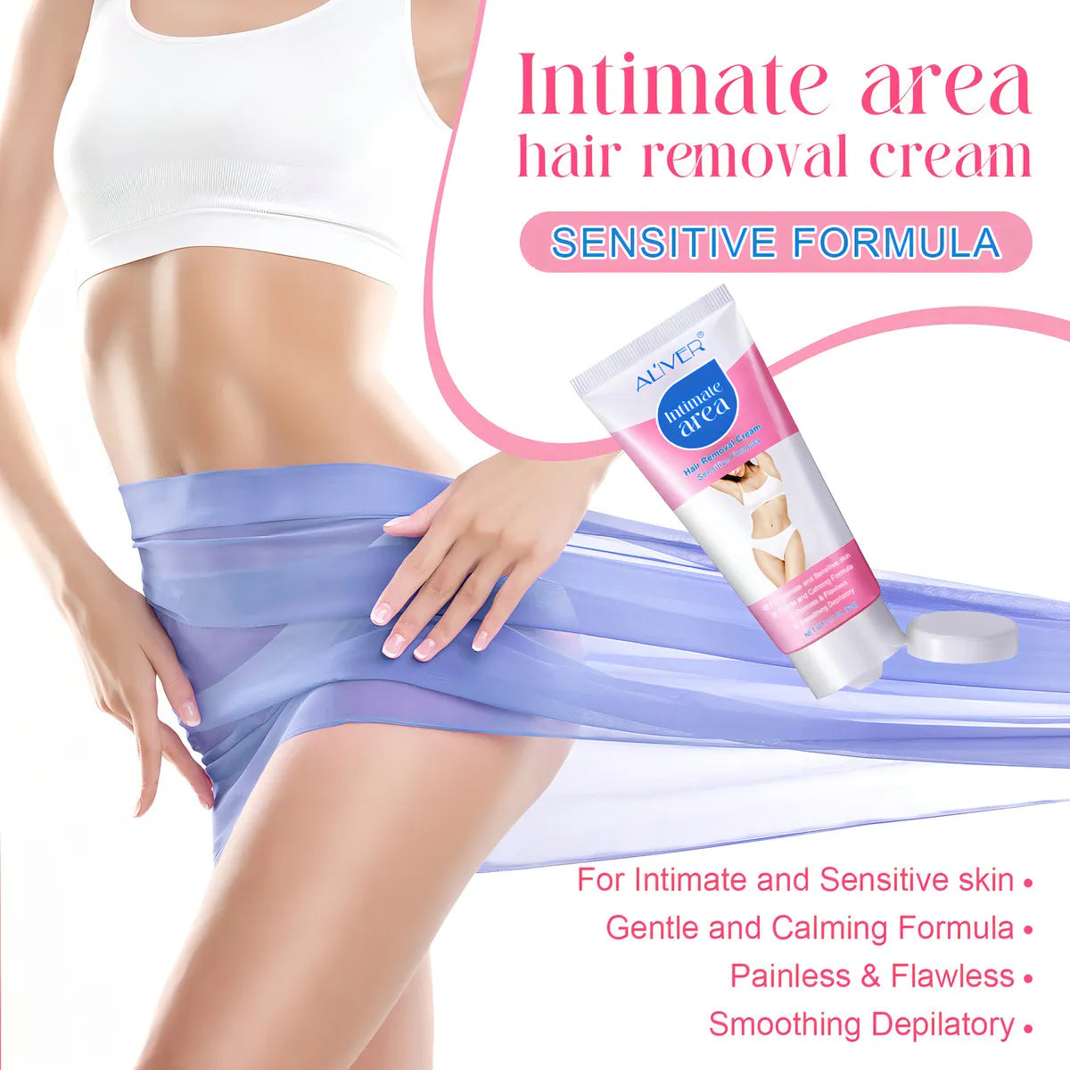 Aliver Crema Depilatoria Para Zonas Íntimas | Eliminación Suave Del Vello | Piel Normal