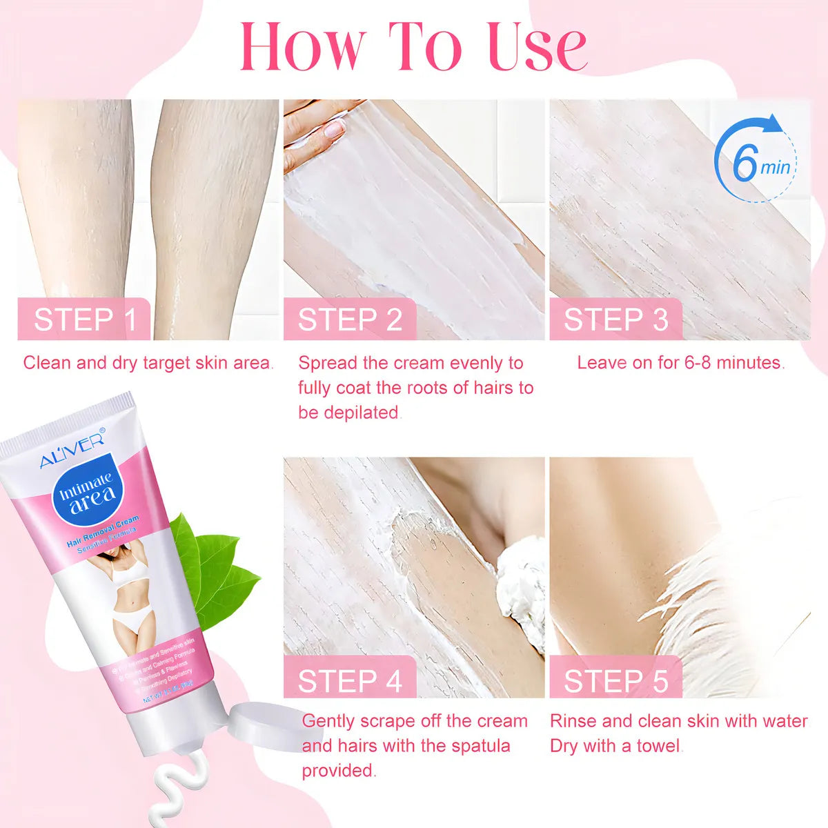 Aliver Crema Depilatoria Para Zonas Íntimas | Eliminación Suave Del Vello | Piel Normal