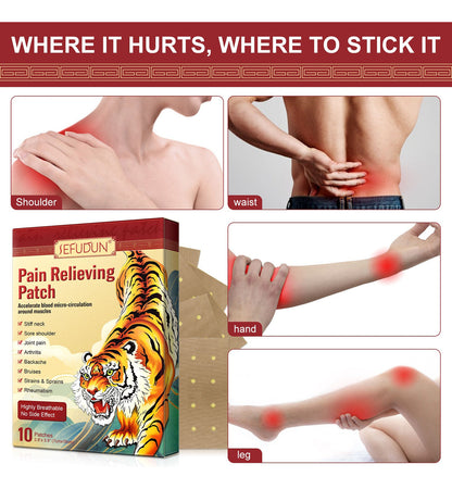 10 Parches para Dolor Muscular + Efecto Calmante | Alivio en Hombro + Espalda + Piernas | Uso Rápido + Adhesión Firme