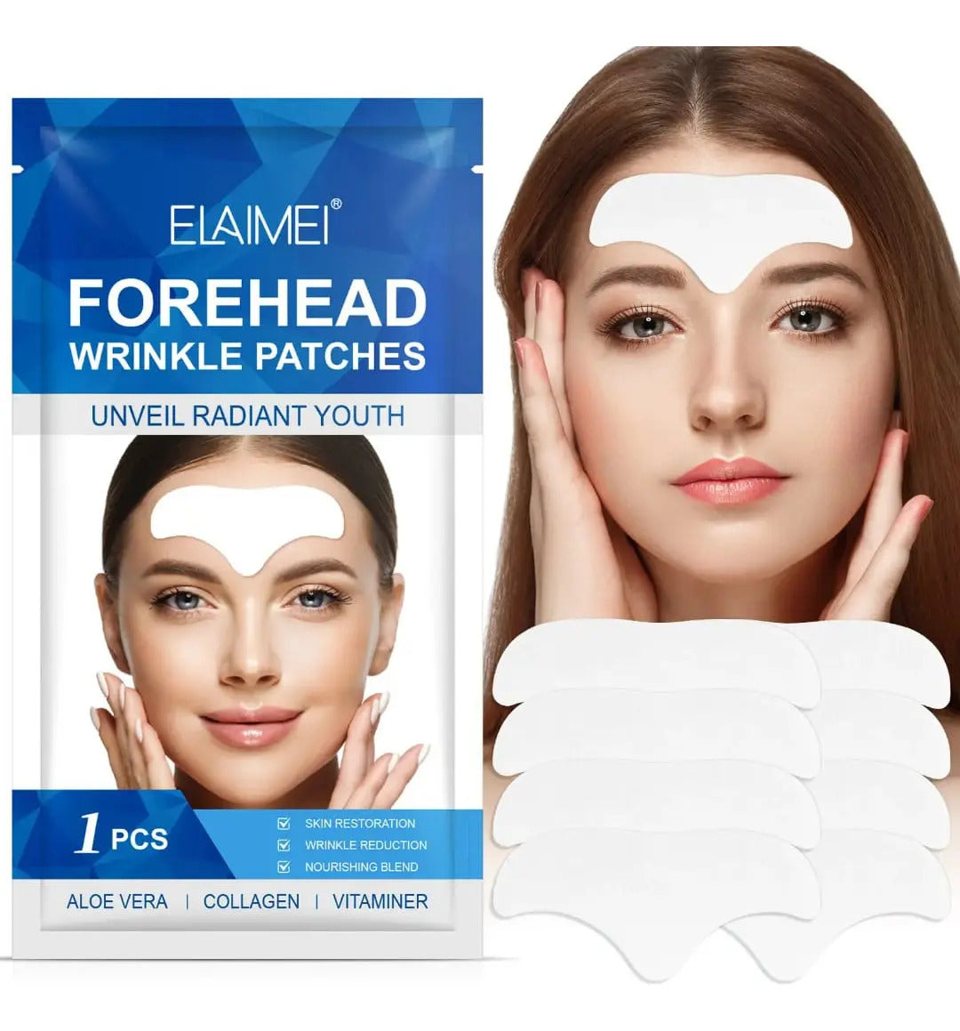 Parche Antiarrugas Frente 16pcs Colágeno Áloe Vera Vitaminas