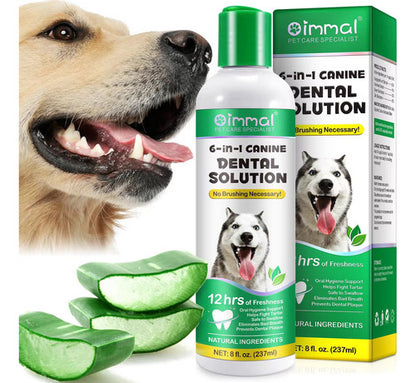 Solución Dental 6en1 para Perros | Aliento Fresco + Antisarro + Limpieza Bucal Completa + Uso Diario + Fórmula Segura | 150ml
