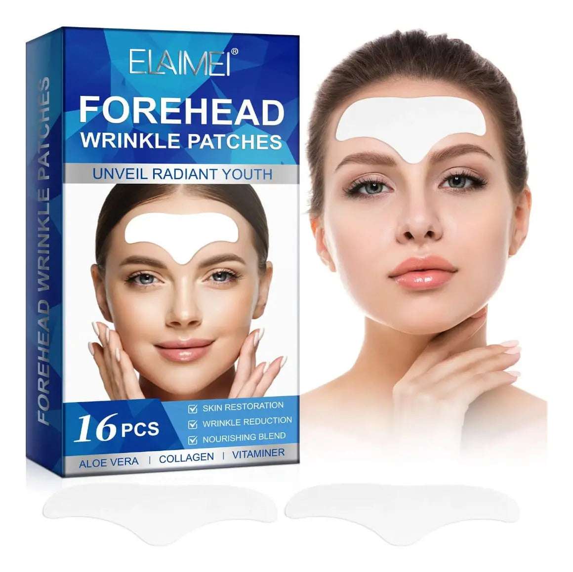 Parche Antiarrugas Frente 16pcs Colágeno Áloe Vera Vitaminas