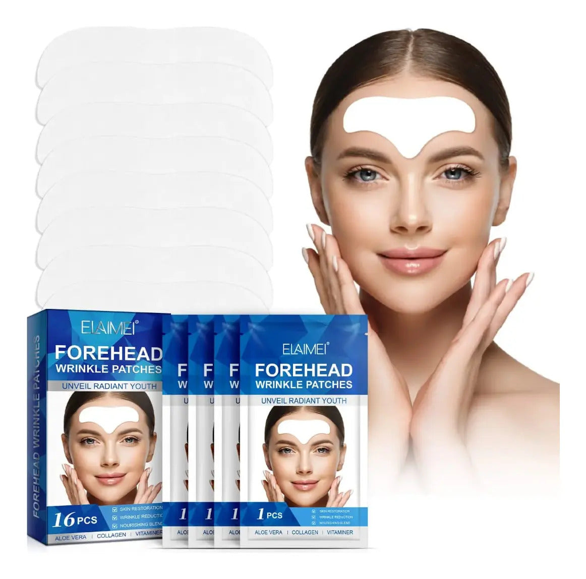 Parche Antiarrugas Frente 16pcs Colágeno Áloe Vera Vitaminas