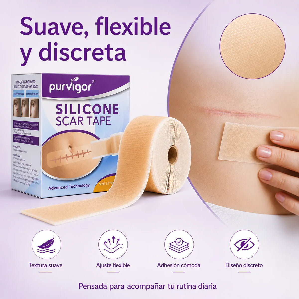 Rollo Silicona Para Cicatrices 3m Purvigor Reutilizable