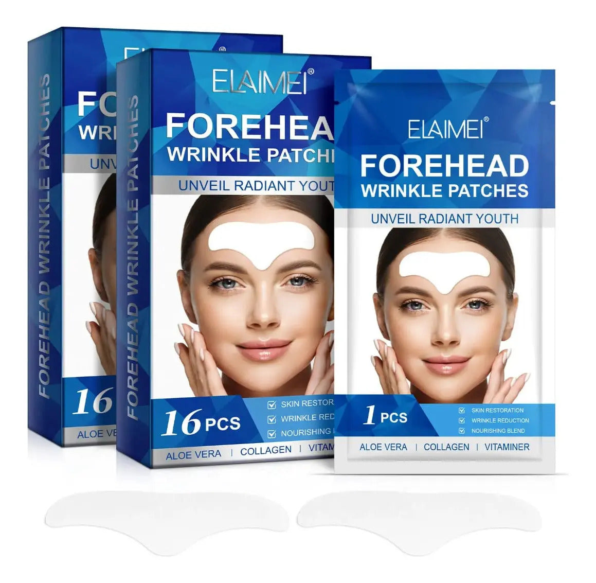 Parche Antiarrugas Frente 16pcs Colágeno Áloe Vera Vitaminas
