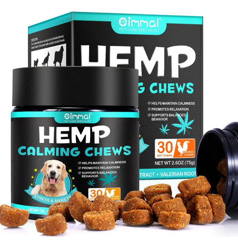 Premios Calmantes Naturales Para Perros | Alivio De Ansiedad Por Truenos + Menos Lamidos Y Estrés | 30 Unidades