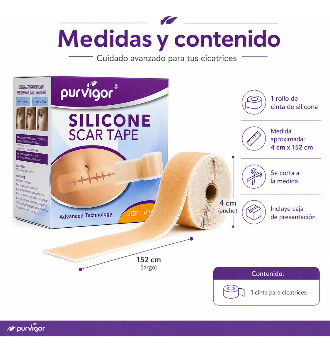 Rollo Silicona Para Cicatrices 3m Purvigor Reutilizable