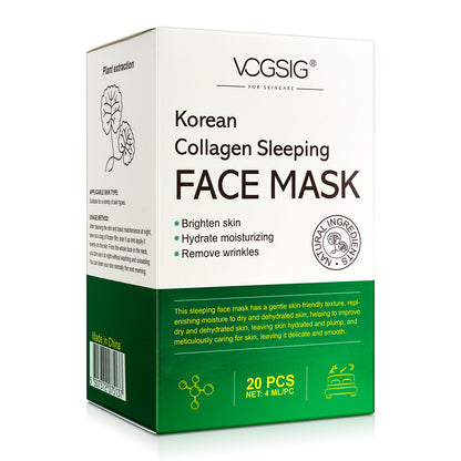 VOGSIG Korean Collagen Sleeping Face Mask – 20 Mascarillas Limpiadoras