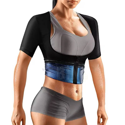 Camiseta Reductora Sauna Mujer | Moldea Abdomen y Brazos