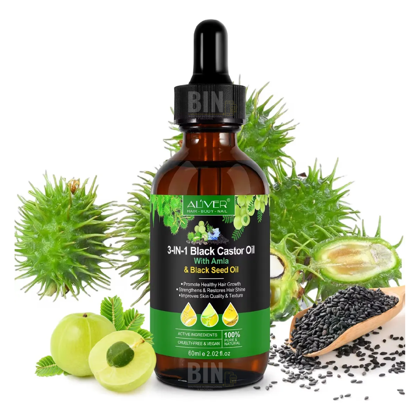 Aceite De Ricino Negro 3 En 1 Con Lavanda Y Argán Capilar