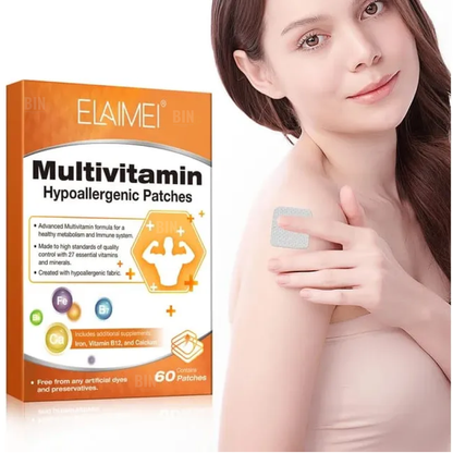 Parches con Vitaminas y Minerales para Energía y Bienestar | Absorción Transdérmica | 60 Parches
