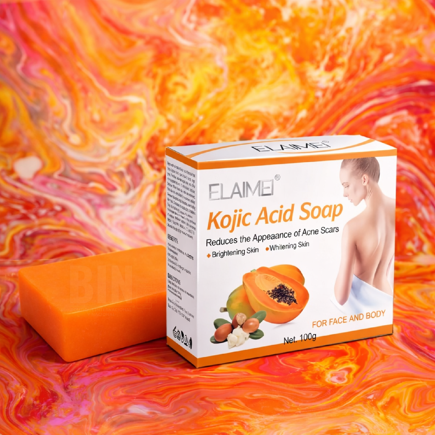 Elaimei Jabón Aclarador Facial Kojic Acid Papaya Hidratante