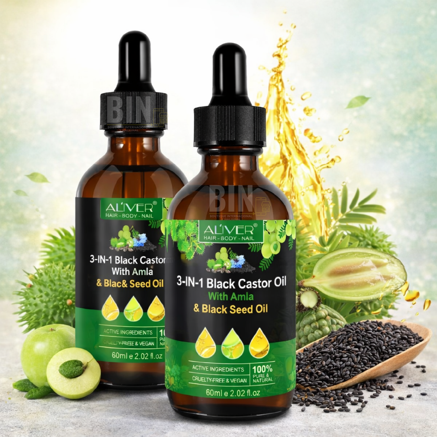 Aceite De Ricino Negro 3 En 1 Con Lavanda Y Argán Capilar