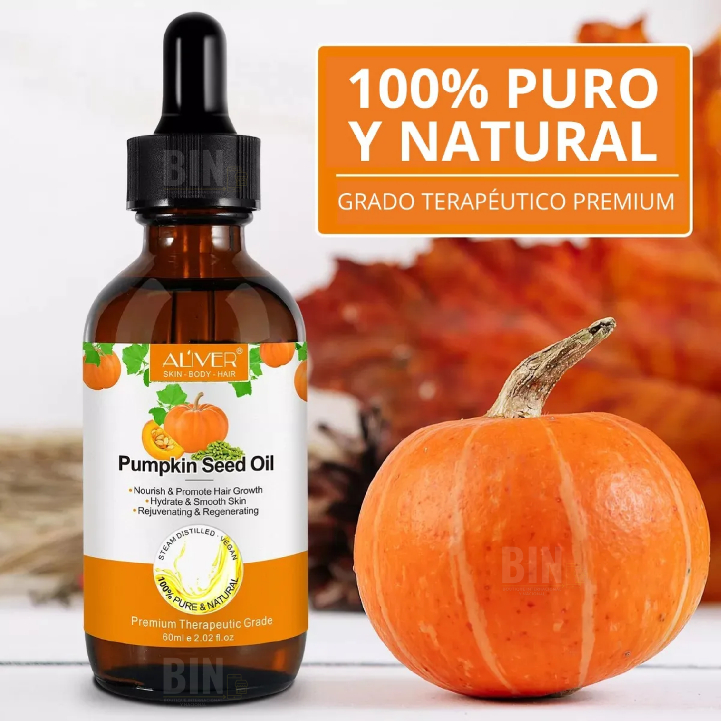 Aceite de Semilla de Calabaza Orgánico | Fortalece y Estimula el Crecimiento del Cabello