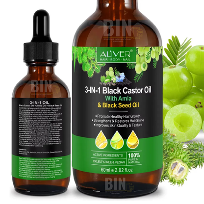 Aceite De Ricino Negro 3 En 1 Con Lavanda Y Argán Capilar
