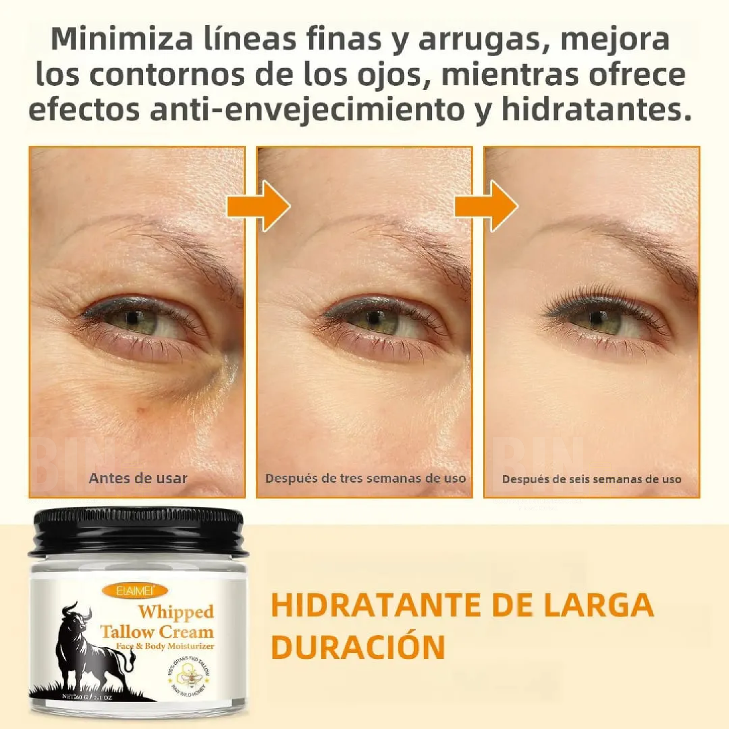 Crema Cebo de Res y Miel Elaimei Hidratante Aclarante Facial y Corporal
