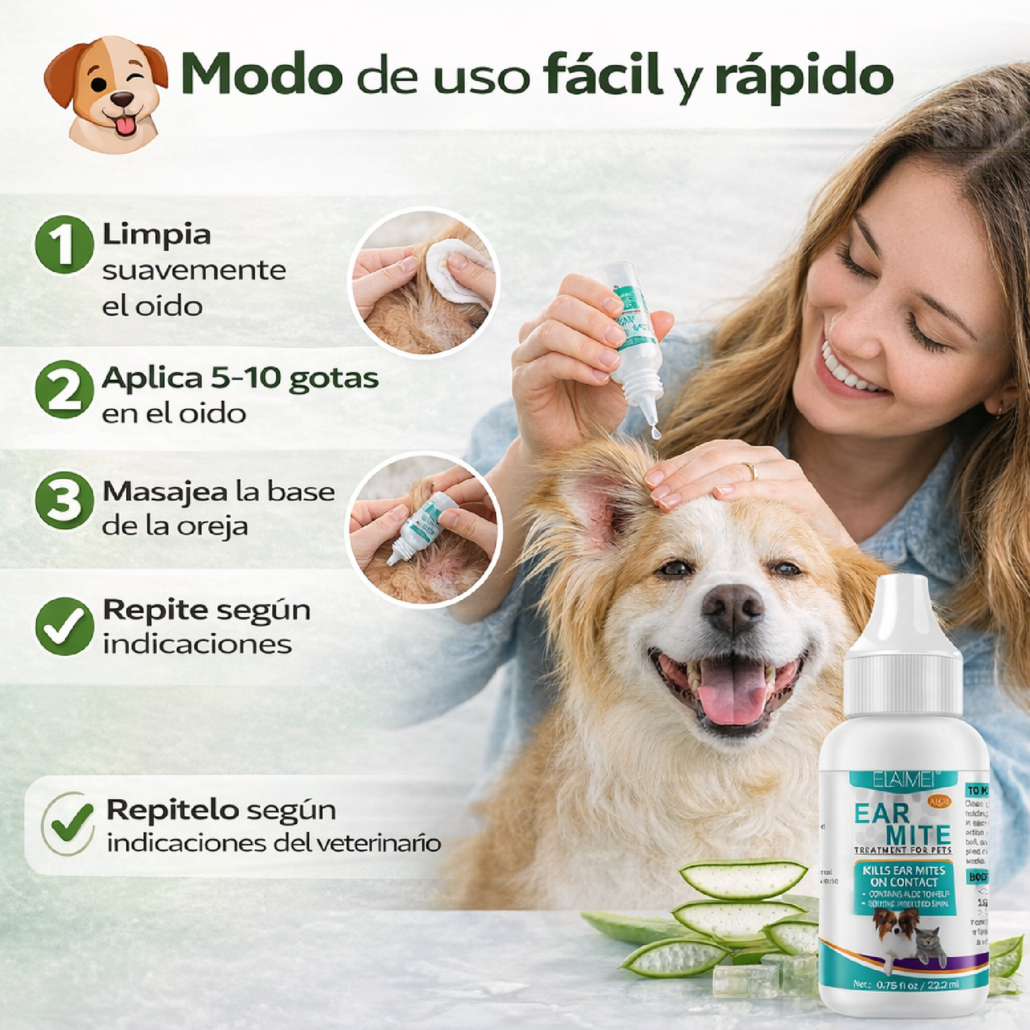 Gotas para Oídos de Perros y Gatos con Ácaros