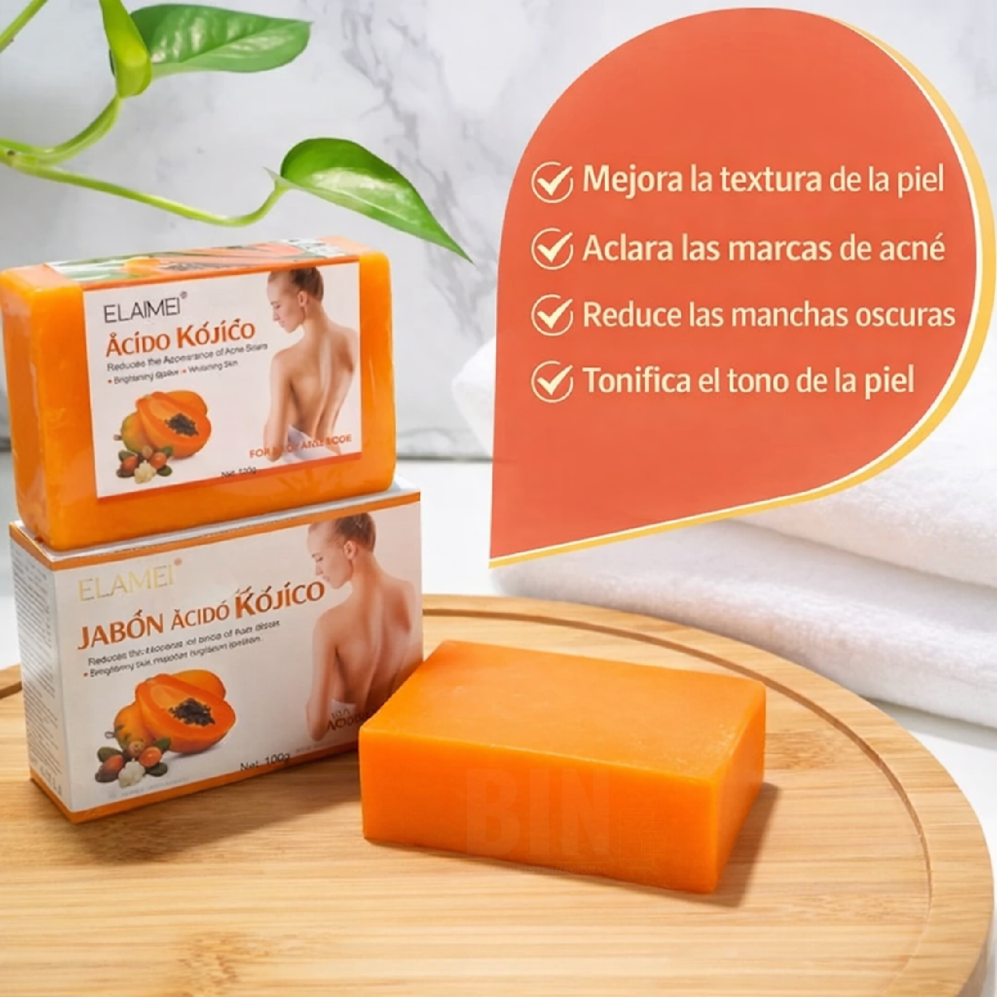 Elaimei Jabón Aclarador Facial Kojic Acid Papaya Hidratante