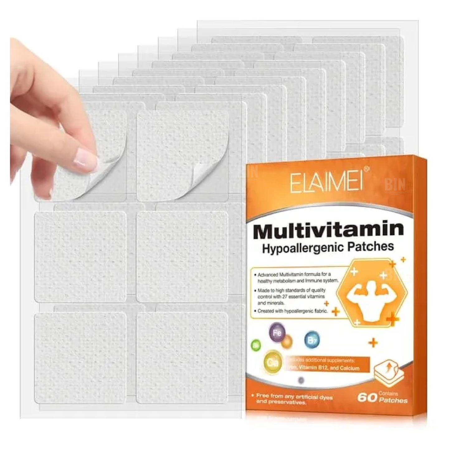 Parches con Vitaminas y Minerales para Energía y Bienestar | Absorción Transdérmica | 60 Parches