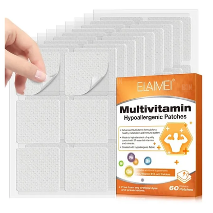 Parches con Vitaminas y Minerales para Energía y Bienestar | Absorción Transdérmica | 60 Parches