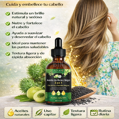 Aceite De Ricino Negro 3 En 1 Con Lavanda Y Argán Capilar