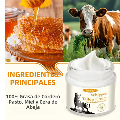 Crema Cebo de Res y Miel Elaimei Hidratante Aclarante Facial y Corporal
