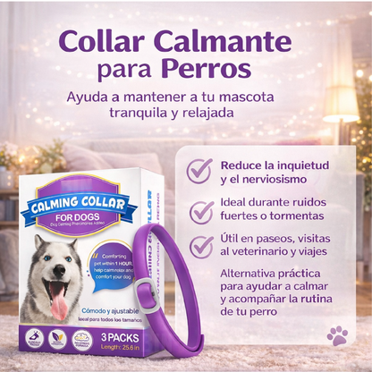Collar Calmante Para Perros Con Feromonas Lavanda Ajustable