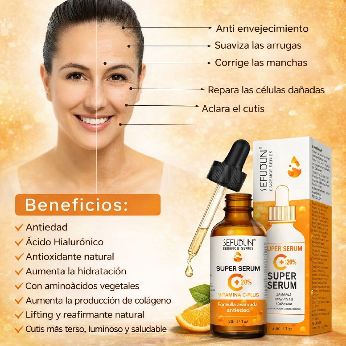 Sérum Facial Vitamina C y Retinol Antioxidante 30 ml | Sefudun